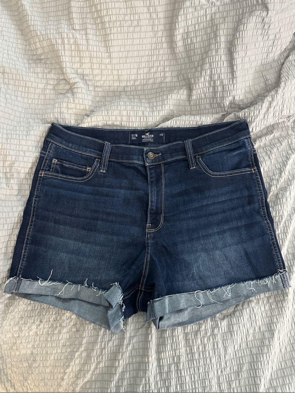 Hollister Dark Indigo Rolled Hem Denim Shorts